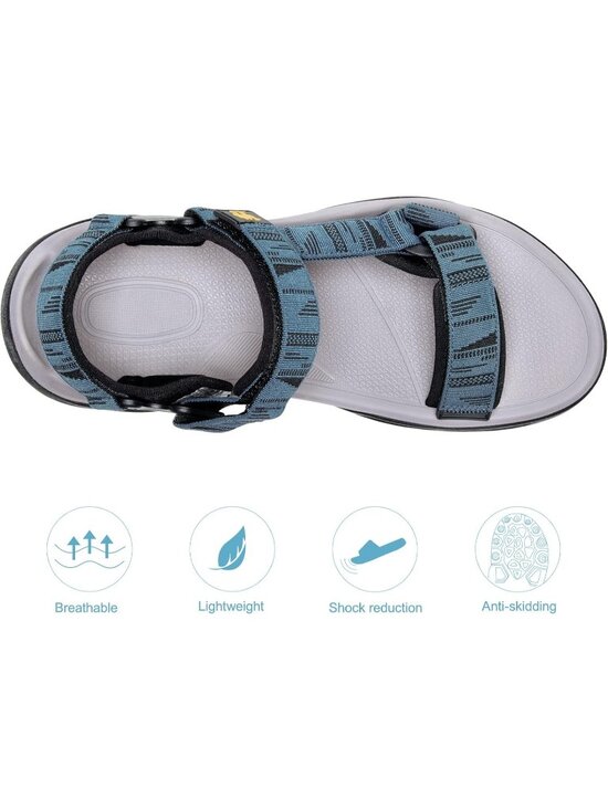 Men\'s Light Blue Arch Support Open Toe Beach Comfortable Hiking Sandals Shoes